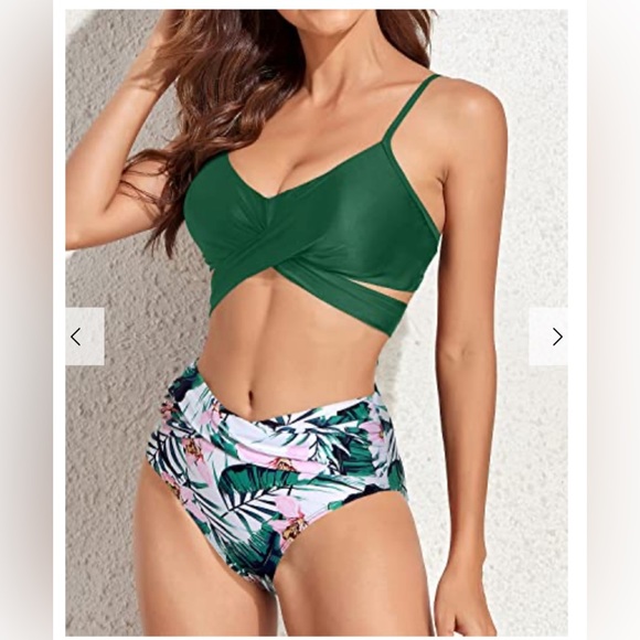 High Waisted Twist Front Push Up Bikini Set Criss Cross Push Up Bikini - Picture 3 of 8